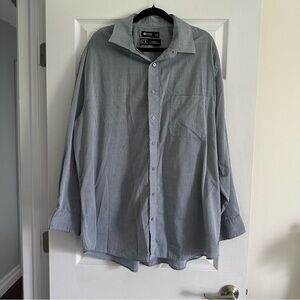 Size 18 1/2 Haggar Clothing Lightweight Grey Long Sleeve Dress Shirt